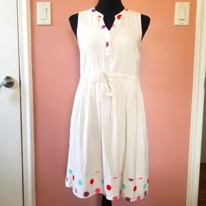 ModCloth Polka Dot White Tie Waist Sleeveless Small